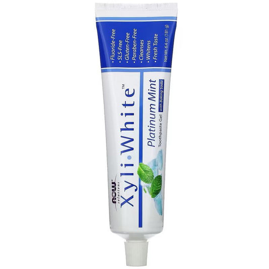 NOW Foods XyliWhite Platinum Mint Toothpaste Gel with Baking Soda 181g - 1st Stop Marshall's Health Shop, Gift Shop! - Heath and Natural Therapy New Brighton Christchurch - Naturopath
