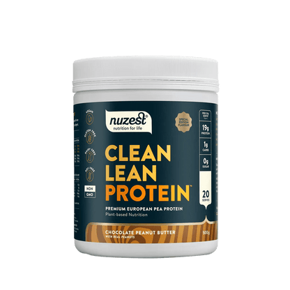 Nuzest Clean Lean Protein Chocolate Peanut Butter 500g

Clean Lean Protein is powerfully plant-based and contains all nine essential amino acids. It's a natural source of iron and encourages recovery, vitality, muscle repair, and growth. From seed to tub, we use only the ingredients you need, and the cleanest processing required to bring them to you. Better for you. Better for the environment.
1st Stop, Marshall's Health Shop!