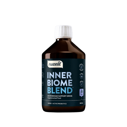 Nuzest Inner Biome Blend 500ml


An organic microbiome support drink mix made from herbal extracts and active probiotic cultures. Inner Biome Blend combines prebiotics, probiotics and postbiotics to support gut health, digestion, and the body’s natural balance. The fermentation process converts natural sugars into organic acids, leaving the finished product free from sugar, as well as gluten, dairy, and added preservatives.
1st Stop, Marshall's Health Shop!