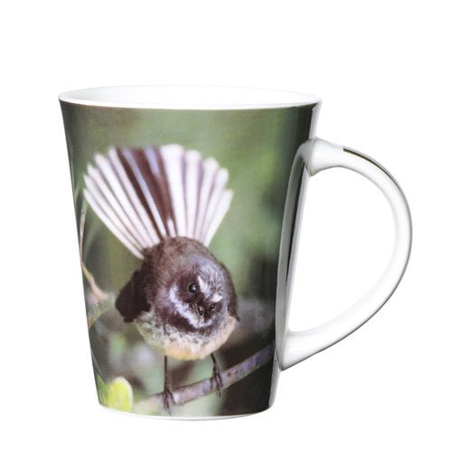 NZ Native Birds Mug - Piwakawaka# - 1st Stop Marshall's Health Shop, Gift Shop! - Heath and Natural Therapy New Brighton Christchurch - Naturopath#