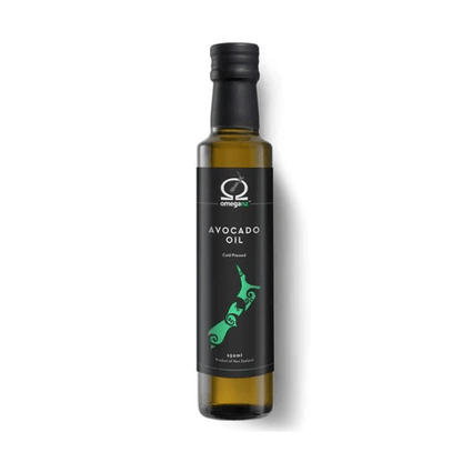 OMEGANZ Avocado Oil 250ml Avocado Oil is a premium, Extra Virgin oil, Cold Pressed from the flesh of the ripe Avocado (Persea americana) to retain the characteristic pure avocado oil flavour. Avocado oil contains Omega 9 Fatty Acids and offers a low proportion of saturated fatty acids of the total fat content and contains the vitamin and antioxidant – Vitamin E.
