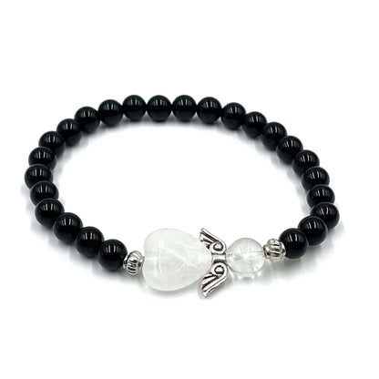 Onyx Crystal Heart Guardian Angel Bracelet - MarshallsHealthShop