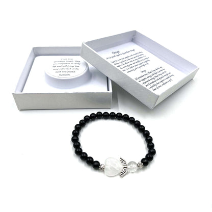 Onyx Crystal Heart Guardian Angel Bracelet - MarshallsHealthShop