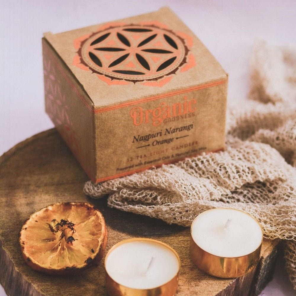 Organic Goodness Orange 12 Tealight Candles - 1st Stop Marshall's Health Shop, Gift Shop! - Heath and Natural Therapy New Brighton Christchurch - Naturopath