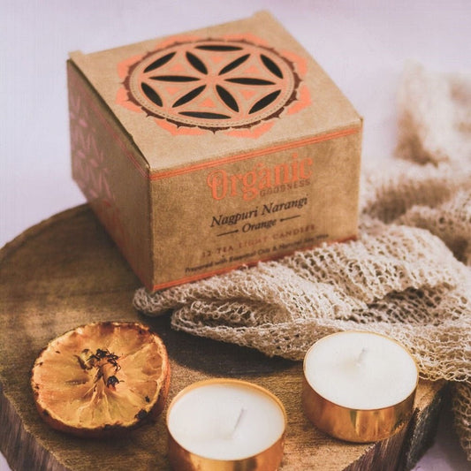Organic Goodness Orange 12 Tealight Candles - 1st Stop Marshall's Health Shop, Gift Shop! - Heath and Natural Therapy New Brighton Christchurch - Naturopath