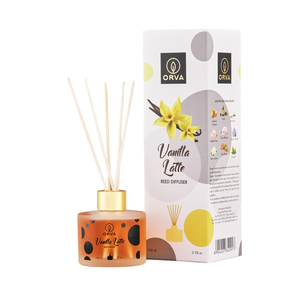 Orva Vanilla Latte Reed Diffuser 100ml - 1st Stop Marshall's Health Shop, Gift Shop! - Heath and Natural Therapy New Brighton Christchurch - Naturopath