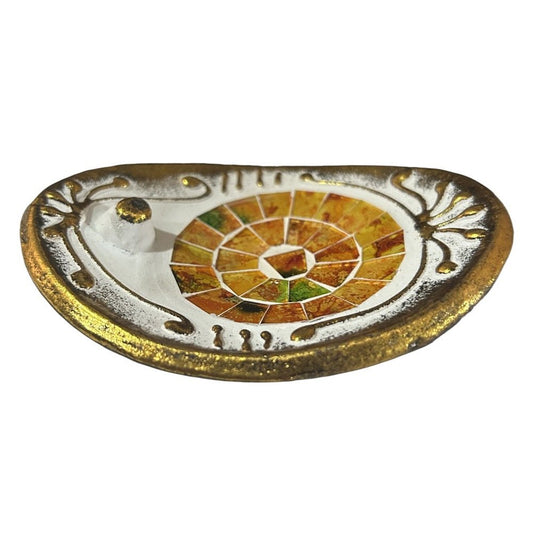 Oval Mosaic Incense Dish 6cm - 1st Stop Marshall's Health Shop, Gift Shop! - Heath and Natural Therapy New Brighton Christchurch - Naturopath