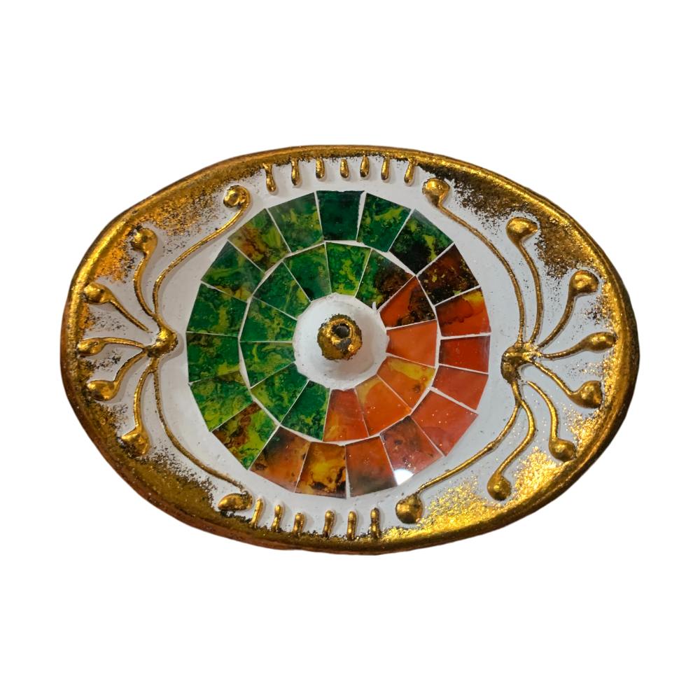 Oval Mosaic Incense Dish 6cm - 1st Stop Marshall's Health Shop, Gift Shop! - Heath and Natural Therapy New Brighton Christchurch - Naturopath