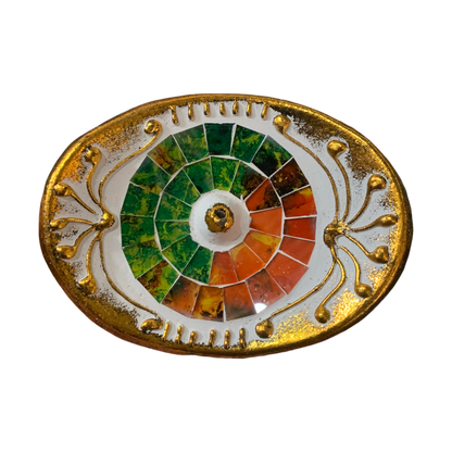 Oval Mosaic Incense Dish 6cm - 1st Stop Marshall's Health Shop, Gift Shop! - Heath and Natural Therapy New Brighton Christchurch - Naturopath