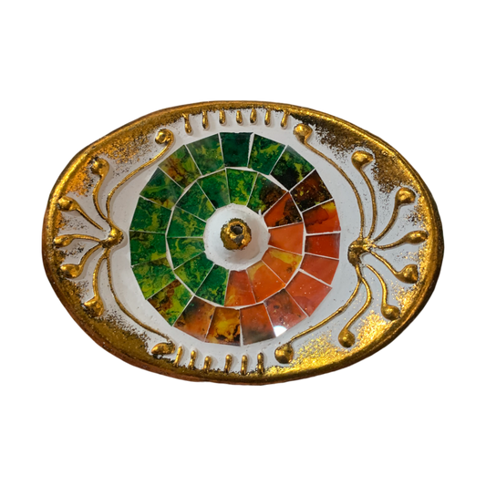 Oval Mosaic Incense Dish 6cm - 1st Stop Marshall's Health Shop, Gift Shop! - Heath and Natural Therapy New Brighton Christchurch - Naturopath