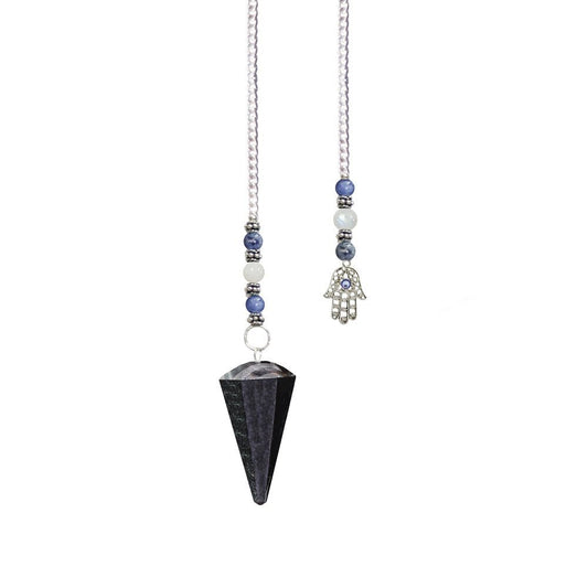 Pendulum Hexagonal Blue Tiger Eye with Fatima Hand - MarshallsHealthShop