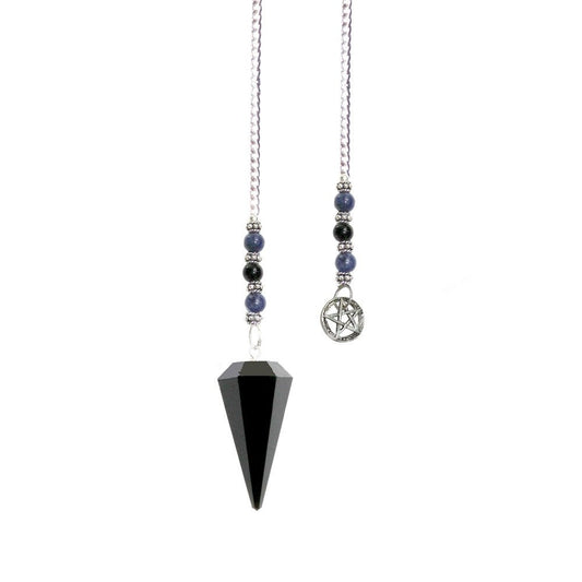 Pendulum Hexagonal Obsidian with Pentacle - MarshallsHealthShop