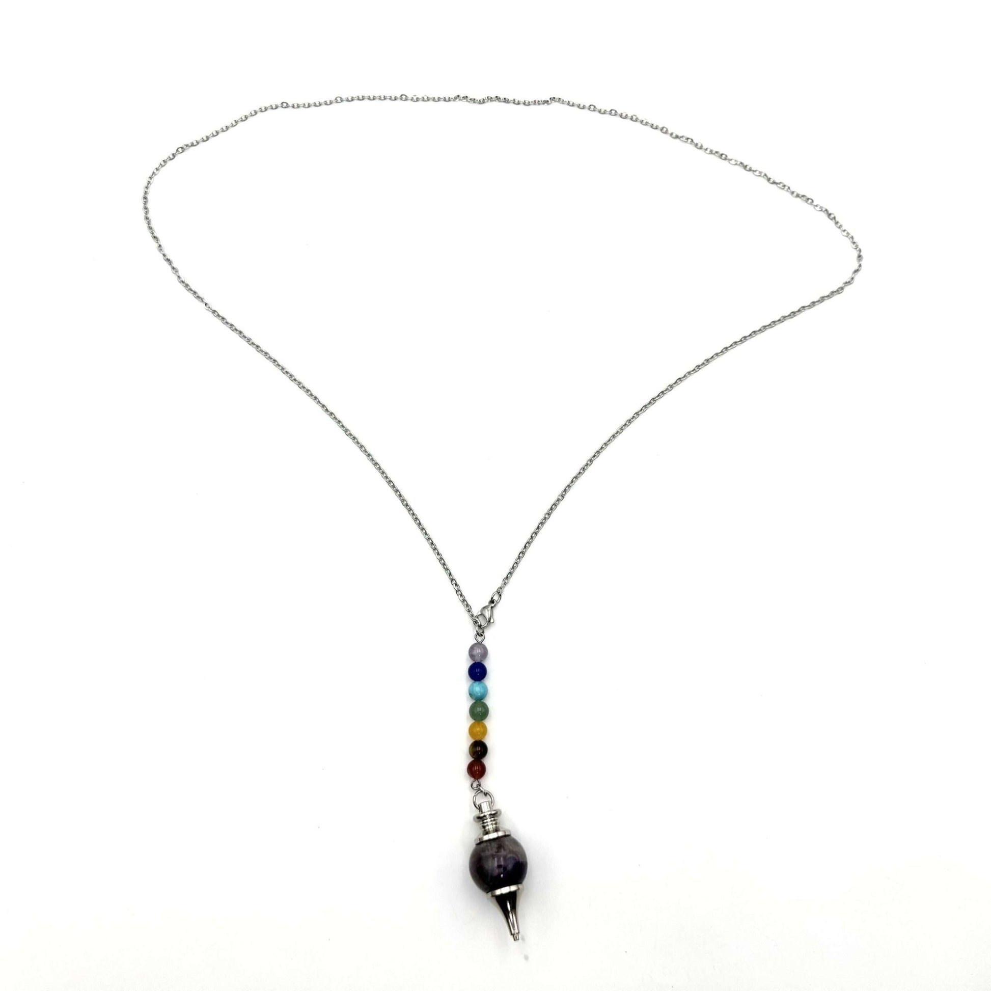 Pendulum Necklace Amethyst Chakra Beads - MarshallsHealthShop
