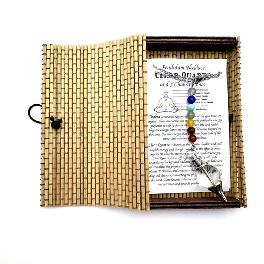 Pendulum Necklace Clear Quartz with Chakra Beads - MarshallsHealthShop