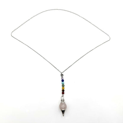 Pendulum Necklace Rose Quartz Chakra Beads - MarshallsHealthShop
