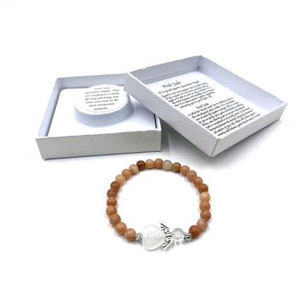 Pink Jade Crystal Heart Guardian Angel Bracelet - 1st Stop Marshall's Health Shop, Gift Shop! - Heath and Natural Therapy New Brighton Christchurch - Naturopath
