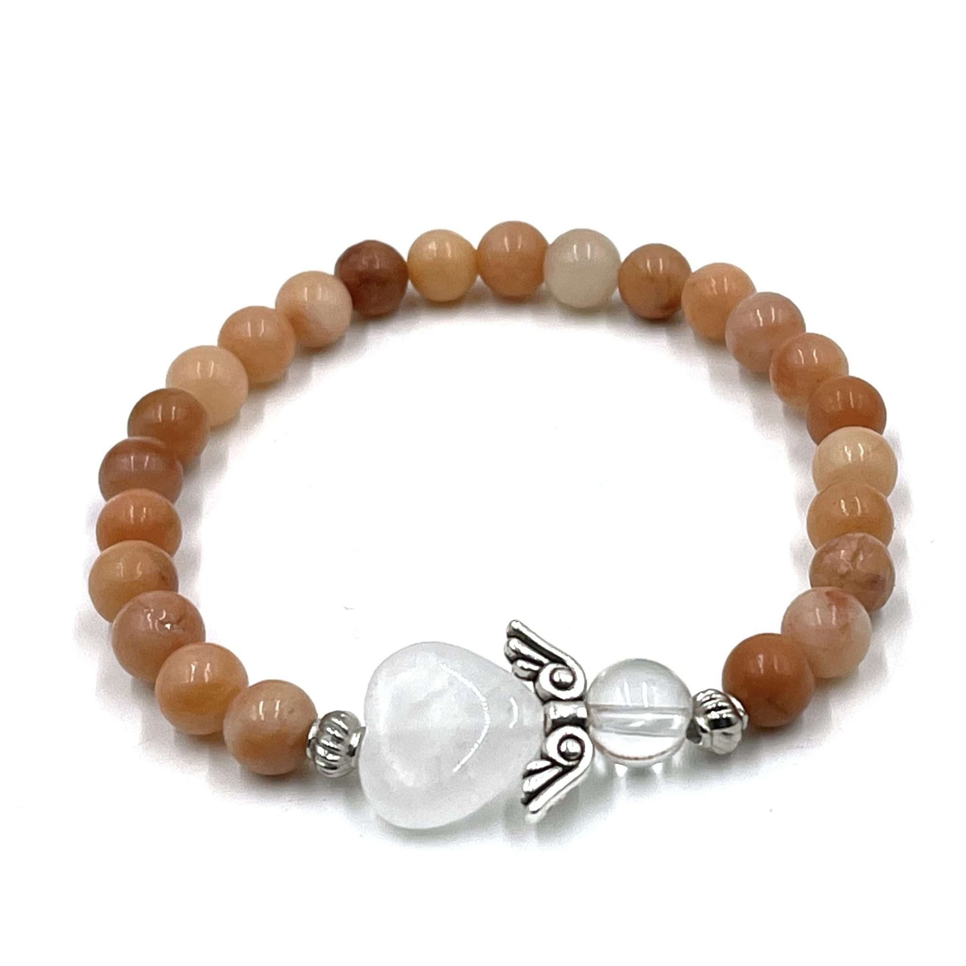 Pink Jade Crystal Heart Guardian Angel Bracelet - 1st Stop Marshall's Health Shop, Gift Shop! - Heath and Natural Therapy New Brighton Christchurch - Naturopath