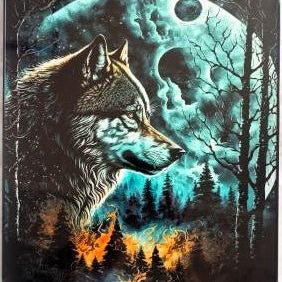 Pop Art Wolf Moon 30x40cm Framed PVC# - 1st Stop Marshall's Health Shop, Gift Shop! - Heath and Natural Therapy New Brighton Christchurch - Naturopath#