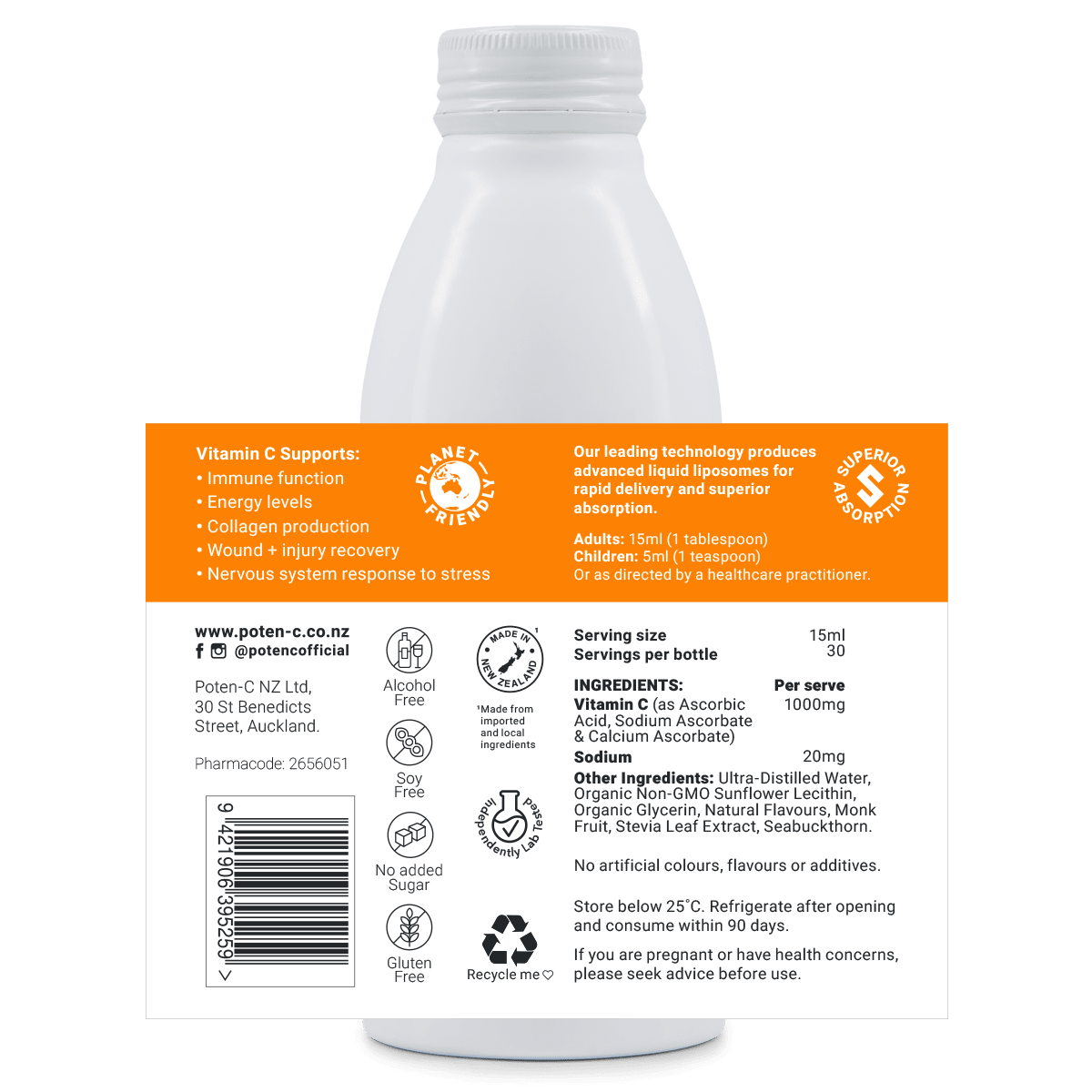 Poten - C Vitamin C Liposomal 1000mg - MarshallsHealthShop