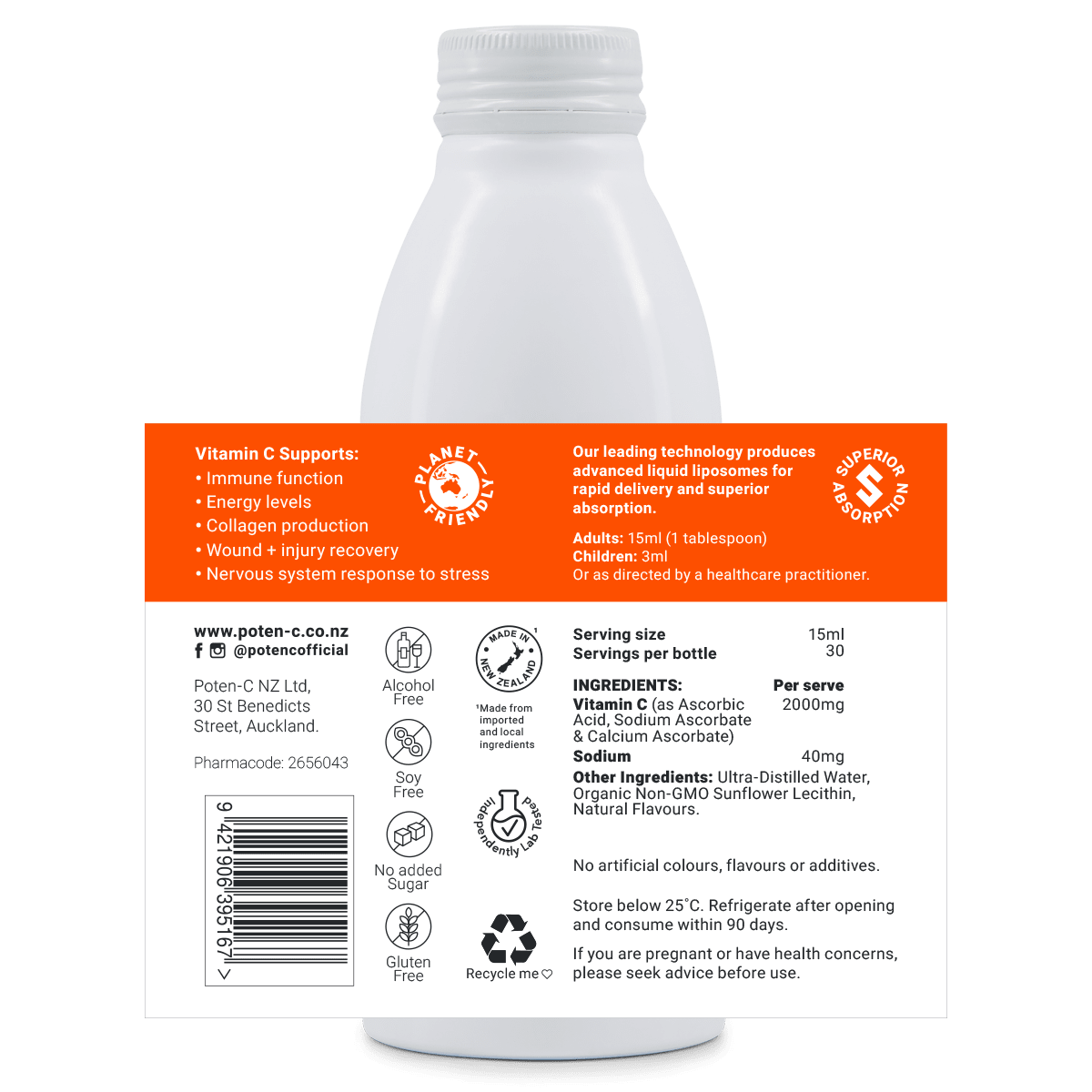 Poten - C Vitamin C Liposomal 2000mg - MarshallsHealthShop