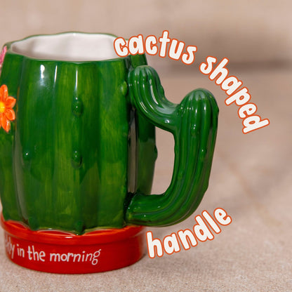 Prickly in the Morning Cactus Mug 18oz - 1st Stop Marshall's Health Shop, Gift Shop! - Heath and Natural Therapy New Brighton Christchurch - Naturopath