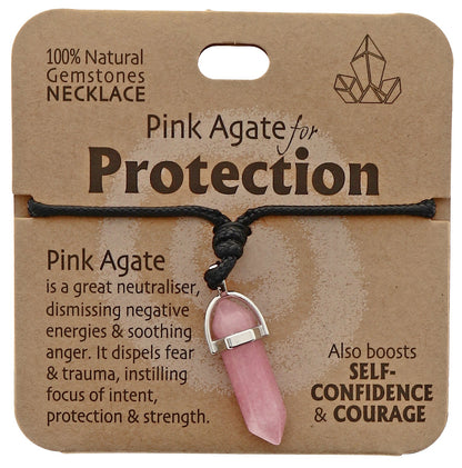 Protection Necklace Pink Agate - MarshallsHealthShop