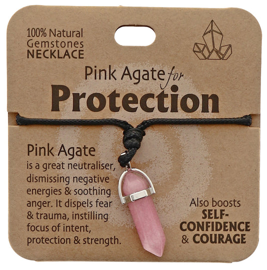 Protection Necklace Pink Agate - MarshallsHealthShop