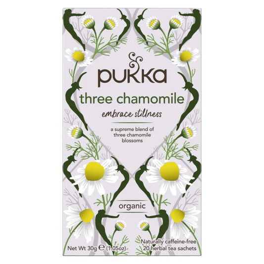 Pukka Three Chamomile Tea 20 Bag - 1st Stop Marshall's Health Shop, Gift Shop! - Heath and Natural Therapy New Brighton Christchurch - Naturopath