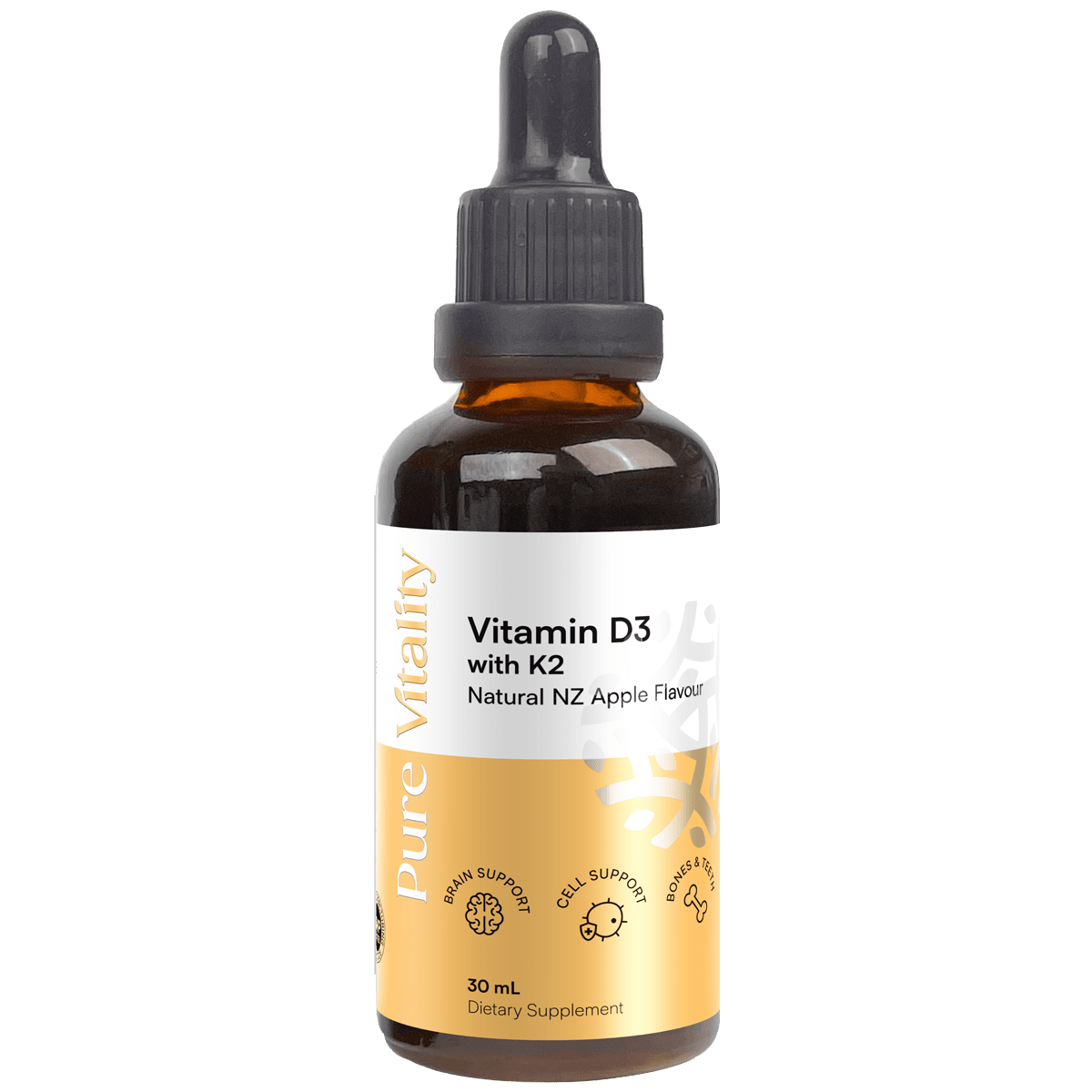 Pure Vitality Vitamin D3 with K2 Drops 30ml - 1st Stop Marshall's Health Shop, Gift Shop! - Heath and Natural Therapy New Brighton Christchurch - Naturopath
