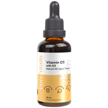 Pure Vitality Vitamin D3 with K2 Drops 30ml - 1st Stop Marshall's Health Shop, Gift Shop! - Heath and Natural Therapy New Brighton Christchurch - Naturopath