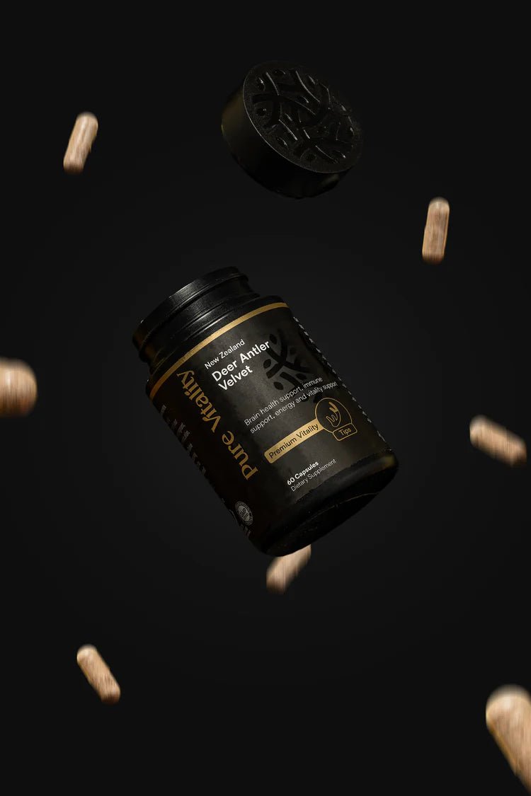 Pure Vitality's Deer Antler Premium Tips 250mg 60 Caps - MarshallsHealthShop