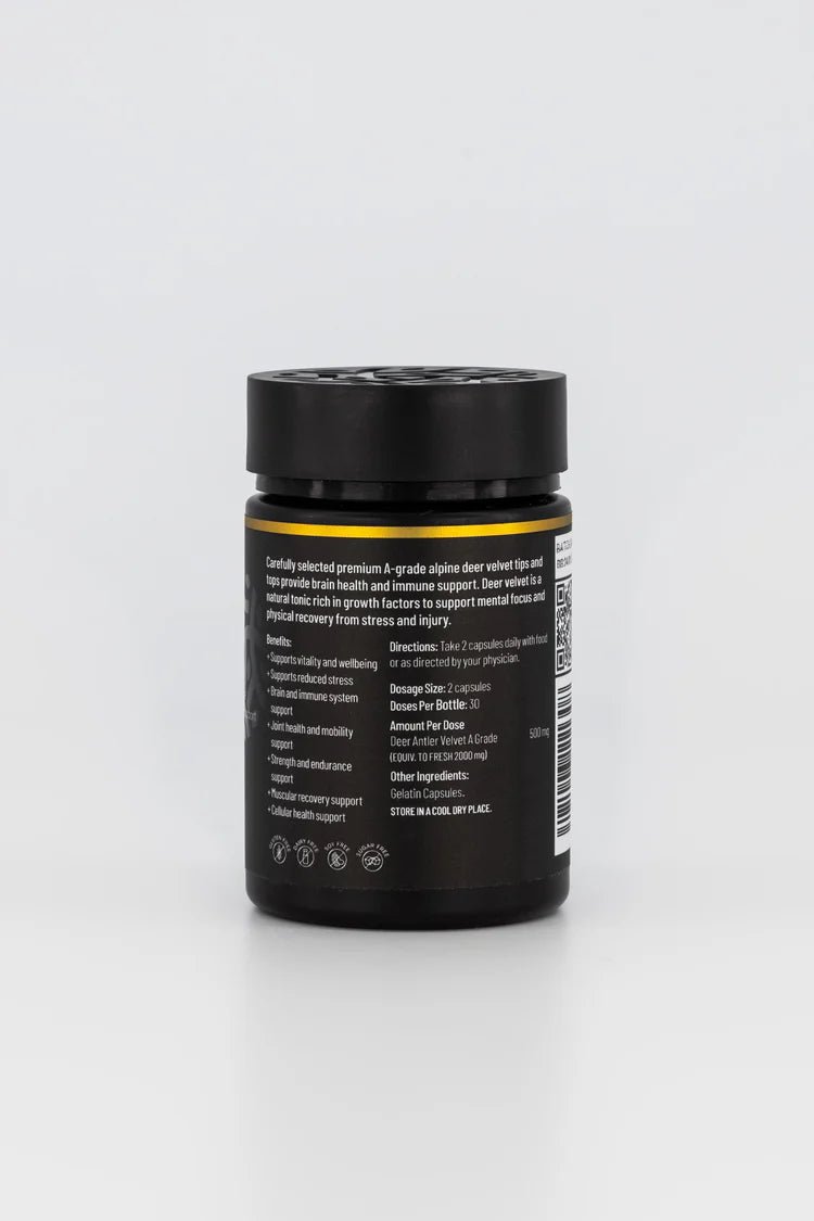 Pure Vitality's Deer Antler Premium Tips 250mg 60 Caps - MarshallsHealthShop