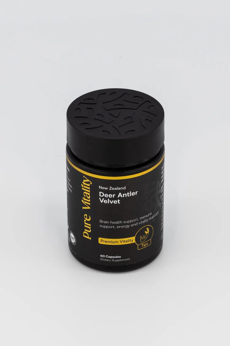 Pure Vitality's Deer Antler Premium Tips 250mg 60 Caps - MarshallsHealthShop