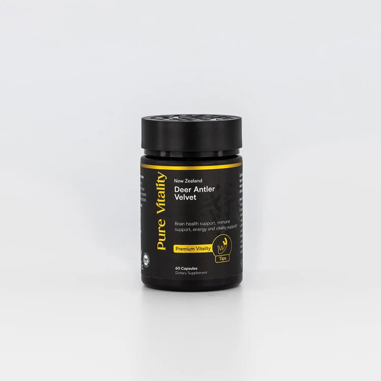 Pure Vitality's Deer Antler Premium Tips 250mg 60 Caps - MarshallsHealthShop