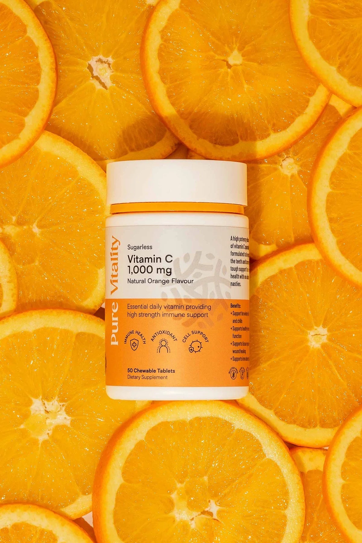 Pure Vitality's Sugarless Vitamin C 1000mg 50 Chewable Tablets - 1st Stop Marshall's Health Shop, Gift Shop! - Heath and Natural Therapy New Brighton Christchurch - Naturopath