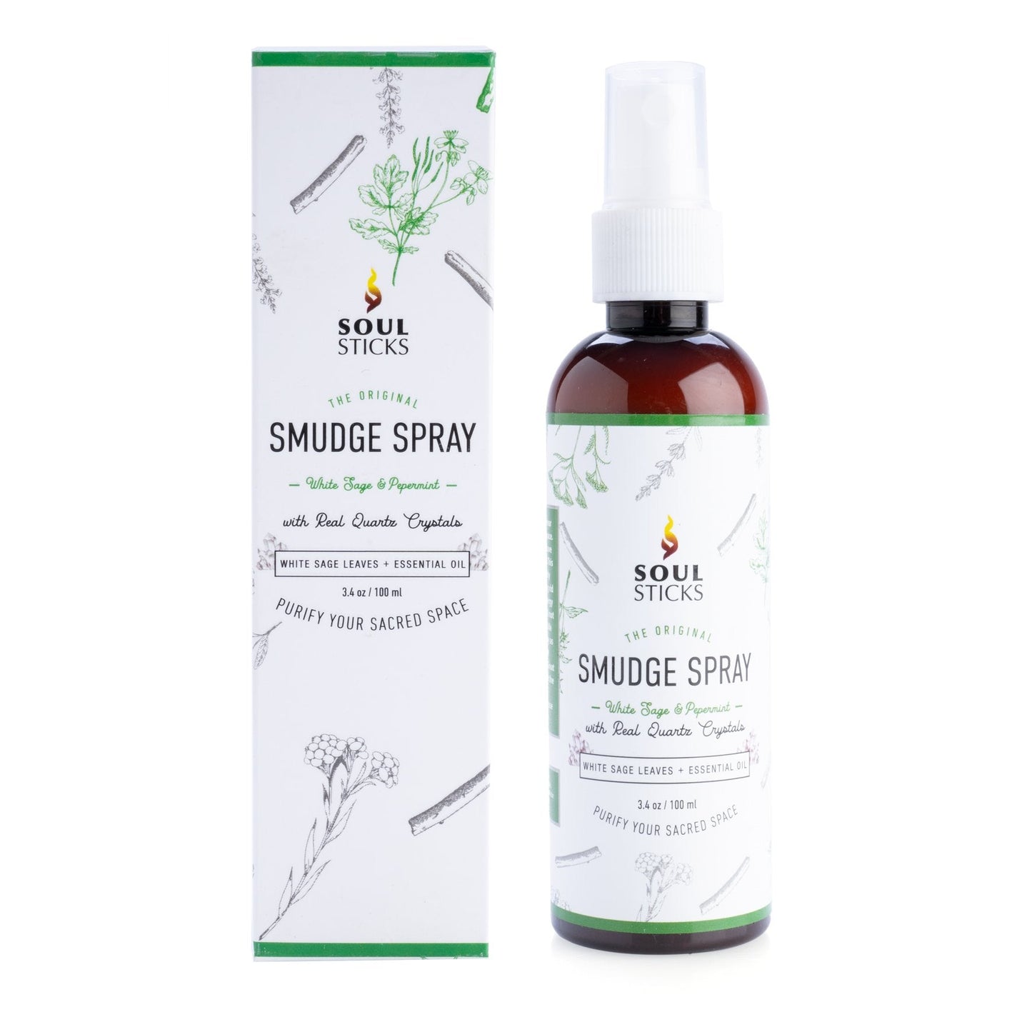 Quartz Infused White Sage and Peppermint Smudge Spray - MarshallsHealthShop