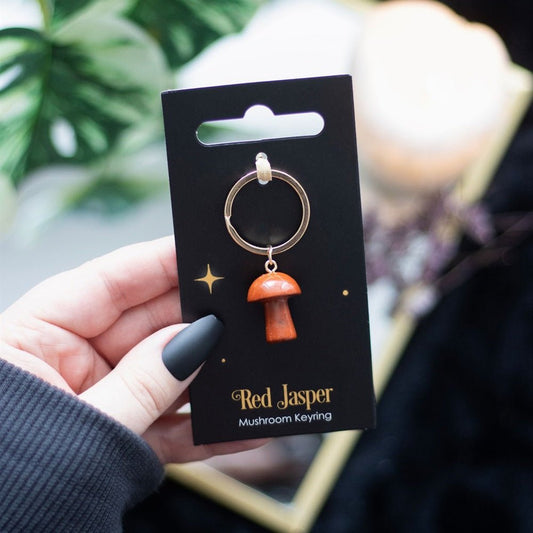 Red Jasper Mushroom Keyring - MarshallsHealthShop