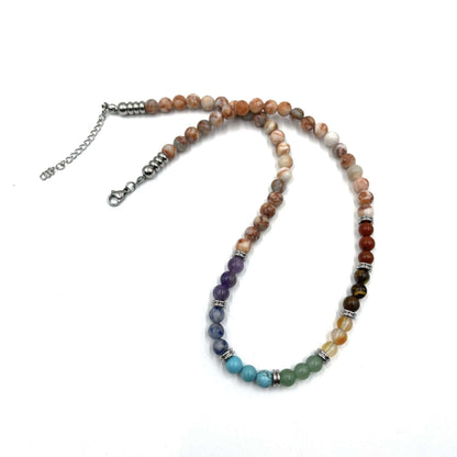 Red Veined White Onyx with Tumbled Stones 45CM - MarshallsHealthShop