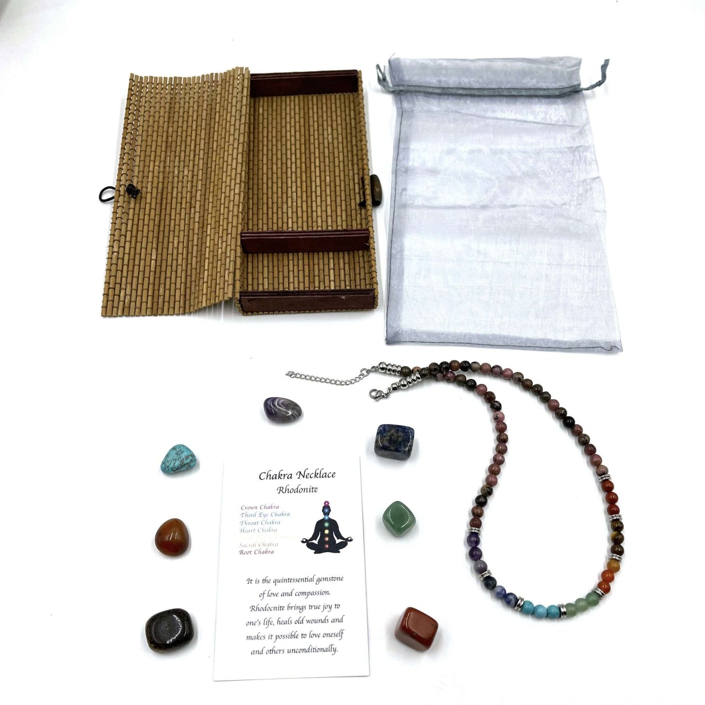 Rhodonite Chakra Necklace with Tumbled Stones 45CM - MarshallsHealthShop
