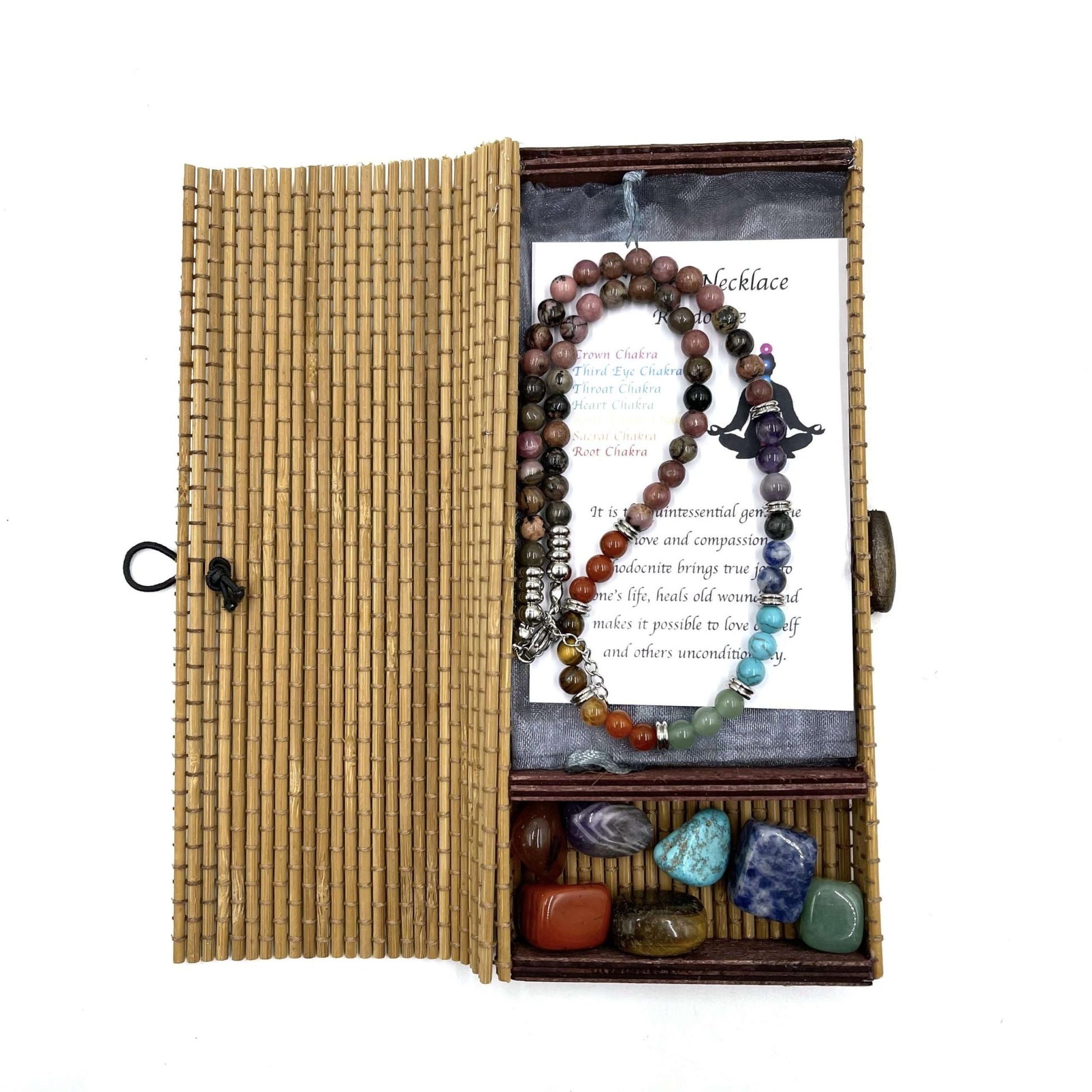 Rhodonite Chakra Necklace with Tumbled Stones 45CM - MarshallsHealthShop