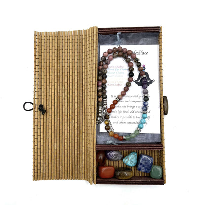 Rhodonite Chakra Necklace with Tumbled Stones 45CM - MarshallsHealthShop