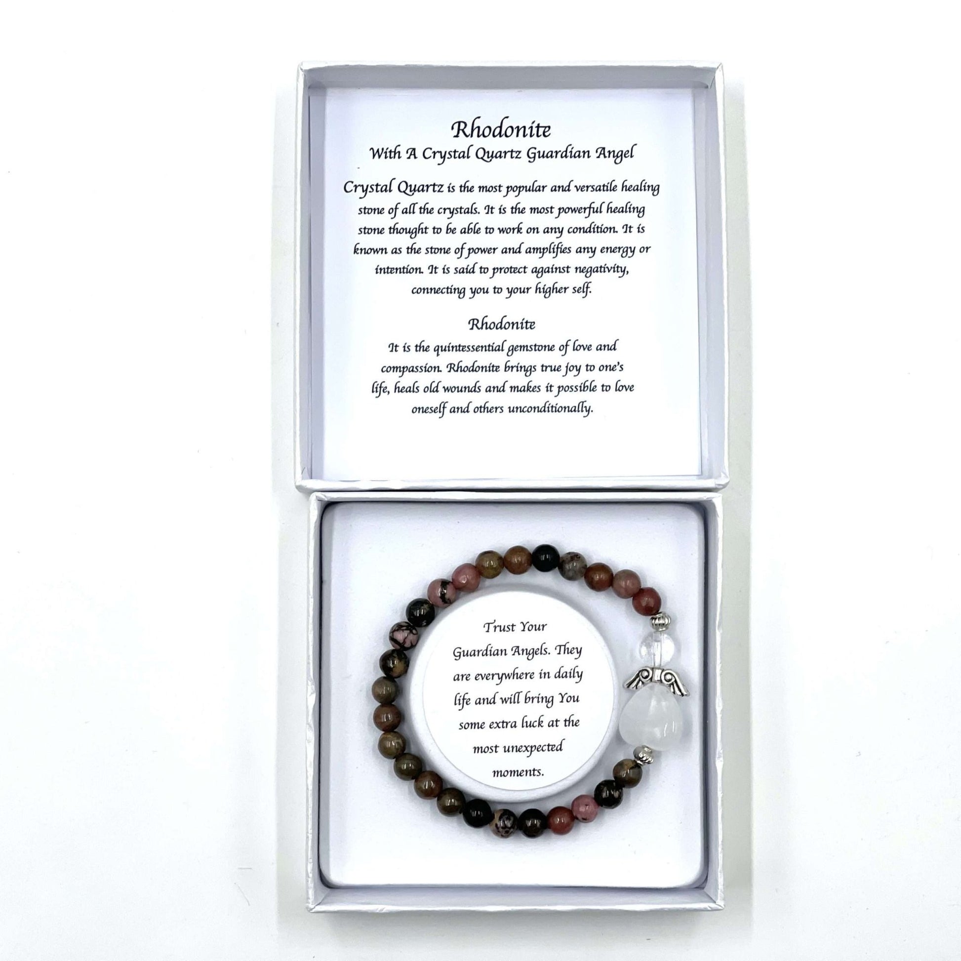 Rhodonite Crystal Heart Guardian Angel Bracelet - MarshallsHealthShop