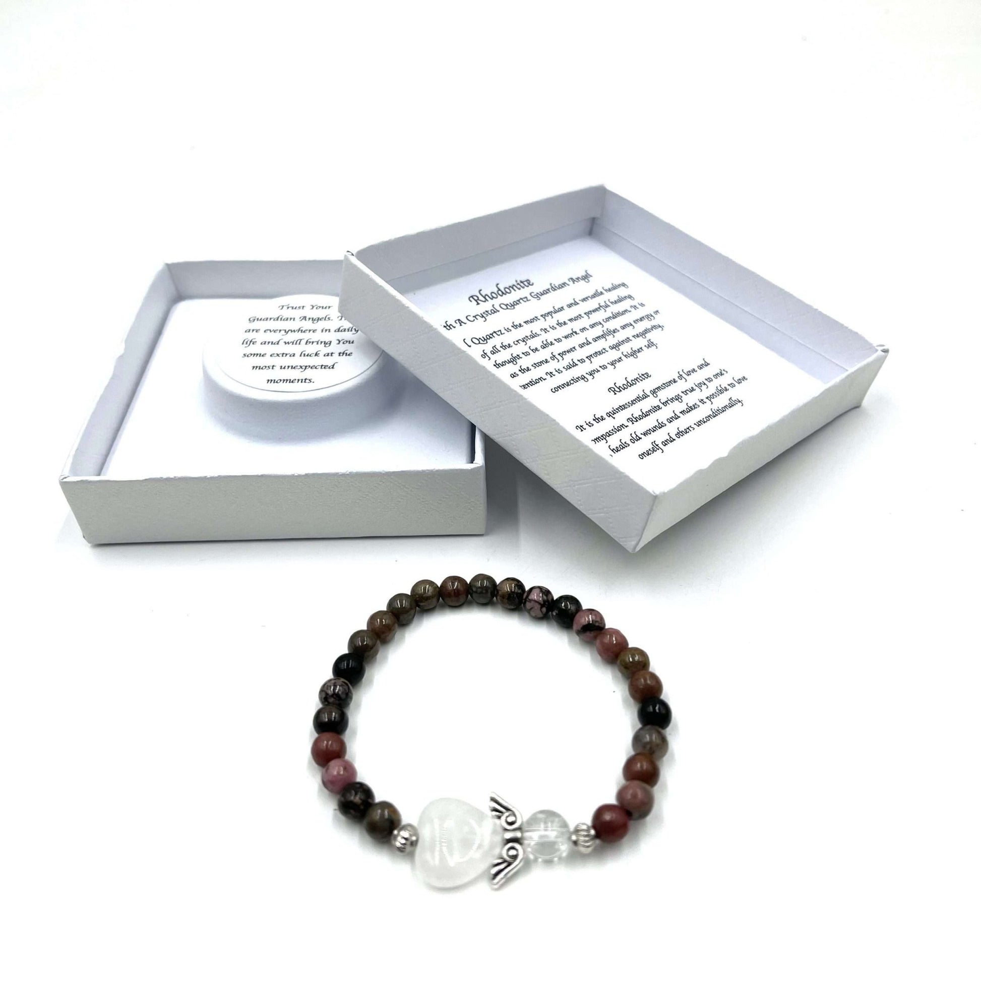 Rhodonite Crystal Heart Guardian Angel Bracelet - MarshallsHealthShop