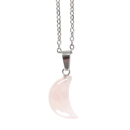 Rose Quartz Crystal Moon Necklace on Greeting Card - MarshallsHealthShop