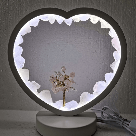 Rose Quartz LED USB Lamp with Gemstone Tree - MarshallsHealthShop