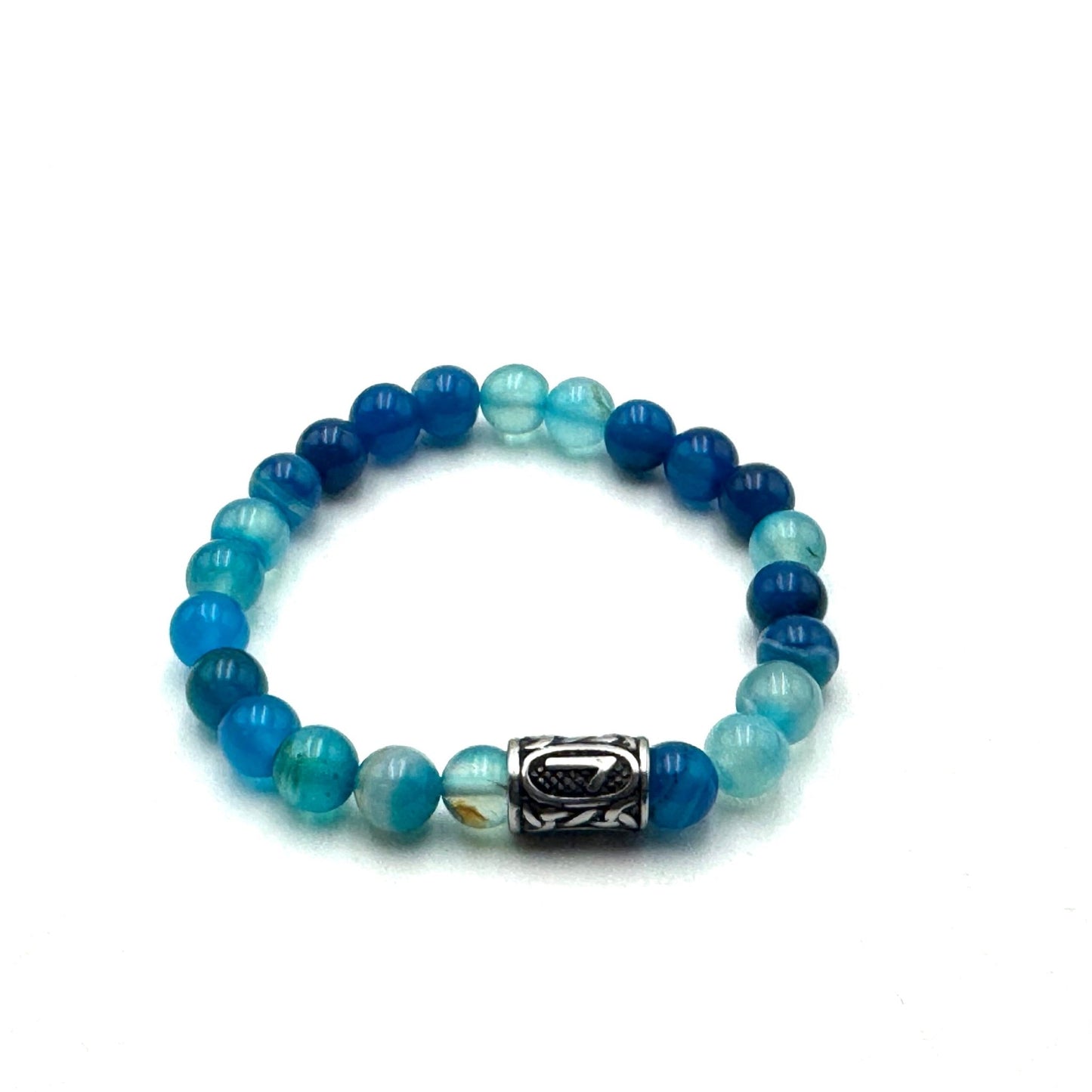 Rune Bracelet Aqua Blue Banded Agate Laguz - MarshallsHealthShop