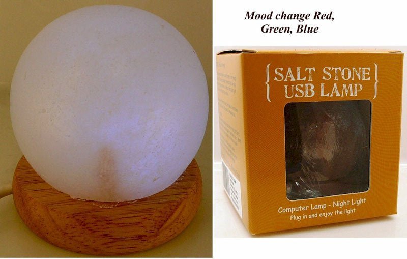 Salt Lamp USB White Ball Mood Change - MarshallsHealthShop