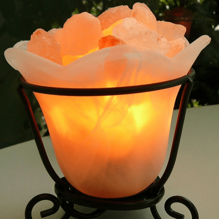 Salt Rocks in Glass bowl metal frame - MarshallsHealthShop
