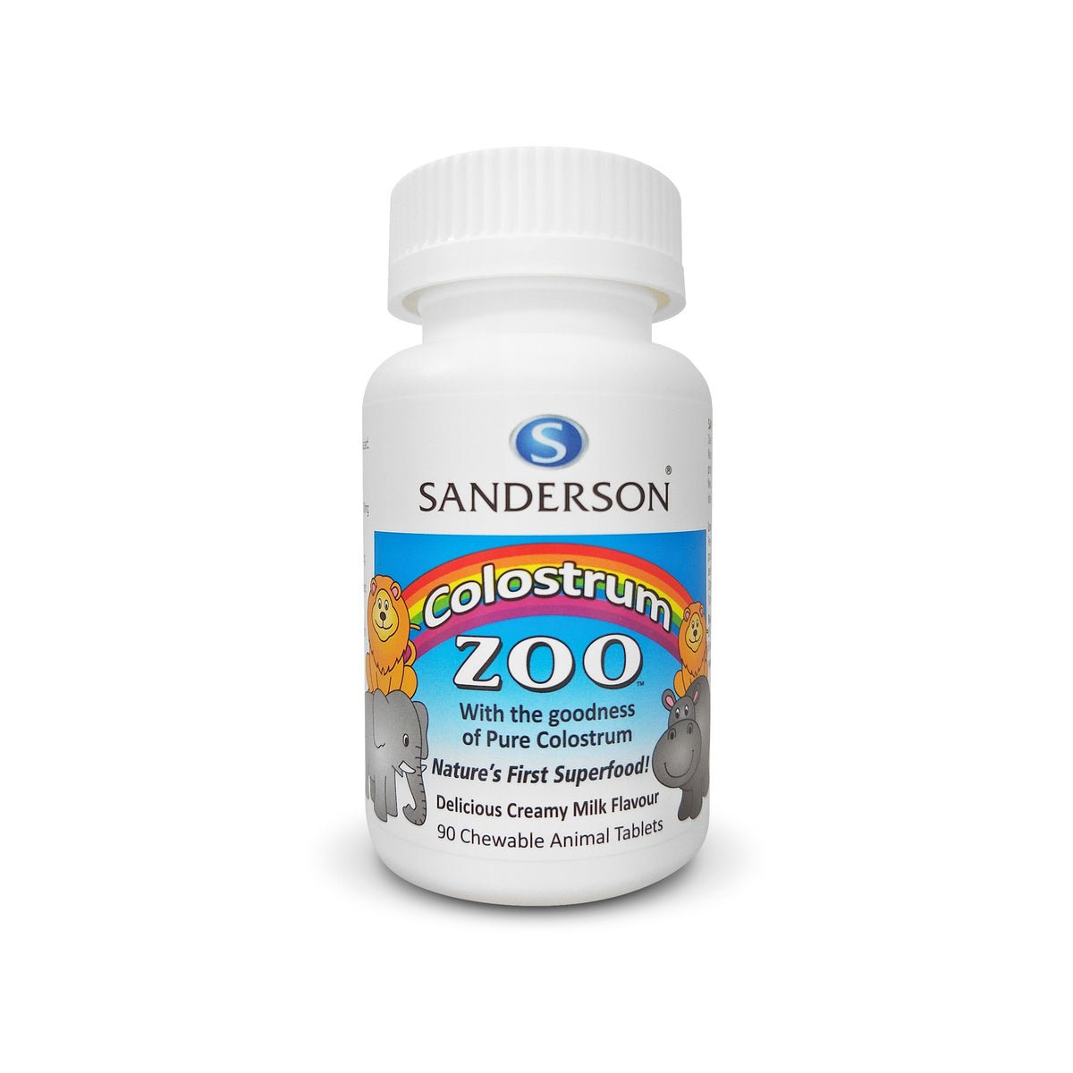 SANDERSON Colostrum Zoo 90 Chewable Tablets - 1st Stop Marshall's Health Shop, Gift Shop! - Heath and Natural Therapy New Brighton Christchurch - Naturopath