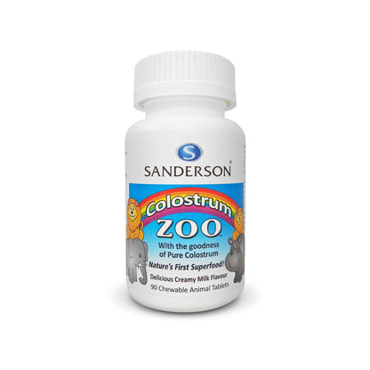 SANDERSON Colostrum Zoo 90 Chewable Tablets - 1st Stop Marshall's Health Shop, Gift Shop! - Heath and Natural Therapy New Brighton Christchurch - Naturopath